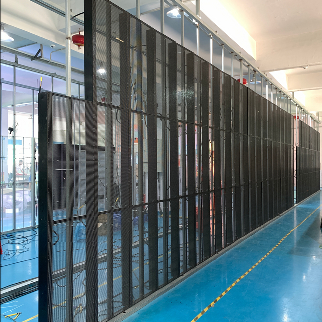 Reklam Video Duvarı P3.91-P7.81 Panel Film Ekranı Kapalı Cam Şeffaf LED ekran